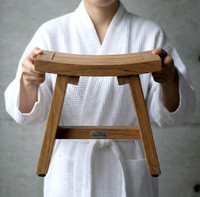 13" Asia Raw Teak Shaving & Washing Foot Rest