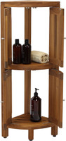 AquaTeak The Original Kai Corner 3 Shelf Corner Stand with Square Legs & Front Facing Doors