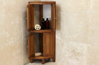 AquaTeak The Original Kai Corner 3 Shelf Corner Stand with Square Legs & Front Facing Doors