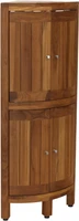 Kai Square-Legged Three-Tier Corner Teak Bath Stand with Front Facing Doors