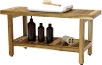 AquaTeak 36" Spa Shield Teak Shower Bench with Shelf