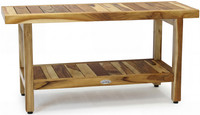 36" Spa-Shield Teak Shower Bench with Shelf