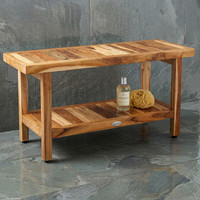 36" Spa-Shield Teak Shower Bench with Shelf