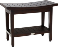 Patented 24" Maluku Mocha-Shield Teak Shower Bench with Shelf