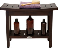 Patented 24" Maluku Mocha-Shield Teak Shower Bench with Shelf