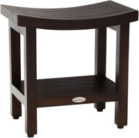 Patented 18" Sumba Mocha-Shield Teak Shower Bench with Shelf