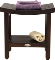 Patented 18" Sumba Mocha-Shield Teak Shower Bench with Shelf
