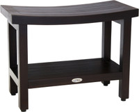 Patented 24" Sumba Mocha-Shield Teak Shower Bench with Shelf