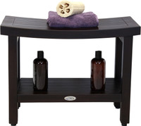 Patented 24" Sumba Mocha-Shield Teak Shower Bench with Shelf