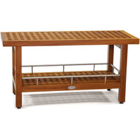 Patented 36" Grate Teak & Stainless Shower Bench with Shelf