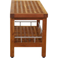 Patented 36" Grate Teak & Stainless Shower Bench with Shelf