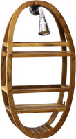 Patented Moa Clear-Shield Oval Teak Shower Organizer