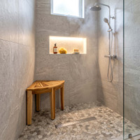 15.5" Kai Clear-Shield Corner Teak Shower Bench