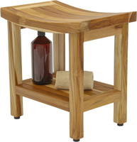 AquaTeak Patented 18" Sumba Shield Teak Shower Bench with Shelf