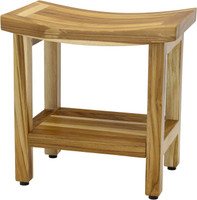 AquaTeak Patented 18" Sumba Shield Teak Shower Bench with Shelf
