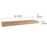 30" Moa Floating Teak Wall Shelf
