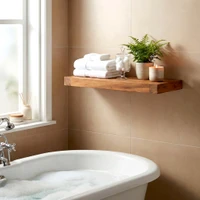 18" Moa Floating Teak Wall Shelf