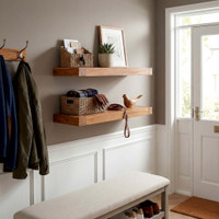 18" Moa Floating Teak Wall Shelf