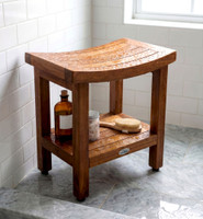 Patented 18" Sumba Teak Shower Bench with Shelf