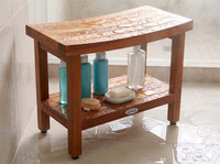 Patented 24" Sumba Teak Shower Bench with Shelf