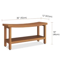 Patented 36" Sumba Teak Shower Bench with Shelf