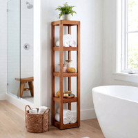 Sula Square Five-Tier Teak Bath Stand
