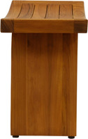 AquaTeak 18" Asia Teak Shower Bench with Carved Leaves on Crossbar