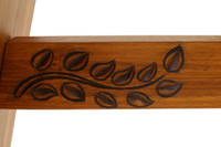 AquaTeak 18" Asia Teak Shower Bench with Carved Leaves on Crossbar
