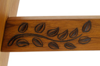 AquaTeak 18" Asia Teak Shower Bench with Carved Leaves on Leg and Crossbar