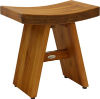 AquaTeak 18" Asia Teak Shower Bench with Carved Pattern on Seat Front