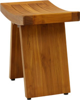 AquaTeak 18" Asia Teak Shower Bench with Carved Pattern on Seat Front