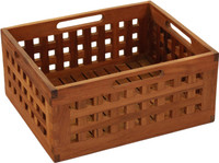 Grate Medium Size Teak Storage Bin thumbnail
