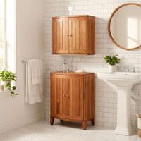 Manada Wall-Mounted Teak Storage Cabinet with Doors