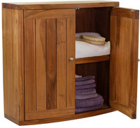 Manada Wall-Mounted Teak Storage Cabinet with Doors
