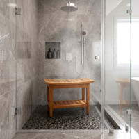 Patented 24" Maluku Teak Shower Bench with Shelf