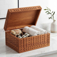 Manada Large Carved Teak Storage Box