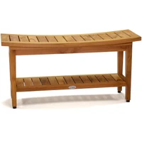 Patented 36" Maluku Teak Shower Bench with Shelf