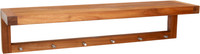 36" Moa Teak Wall Shelf with Hooks