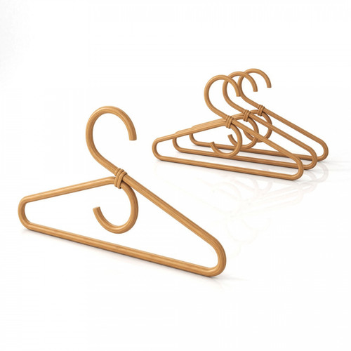 Set of Four Manada Clear-Shield Natural Rattan Clothes Hanger