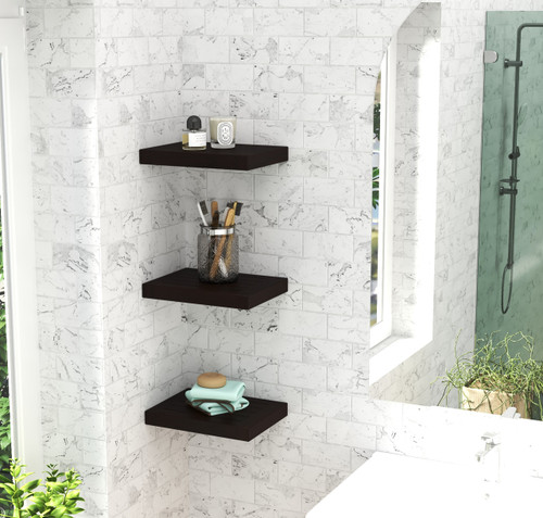 12" Moa™ Mocha-Shield Teak Flat Wall Shelf