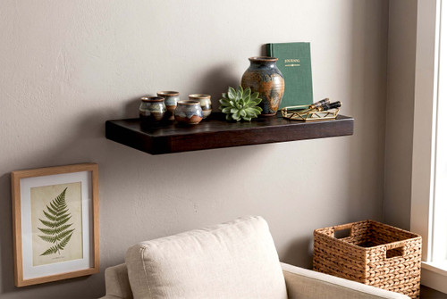 18" Moa Mocha-Shield Teak Flat Wall Shelf