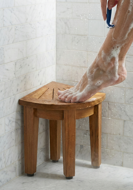 AquaTeak 13" Kai™ Angled Corner OptiAREA™ Teak Shaving & Washing Foot Rest