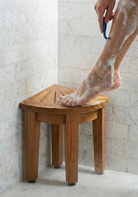 AquaTeak 13" Kai™ Angled Corner OptiAREA™ Teak Shaving & Washing Foot Rest