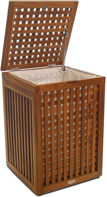 AquaTeak Grate Large Square Teak Hamper