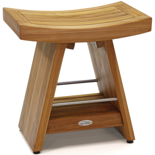 Patented 18" Asia® Teak & Stainless Shower Bench with Shelf