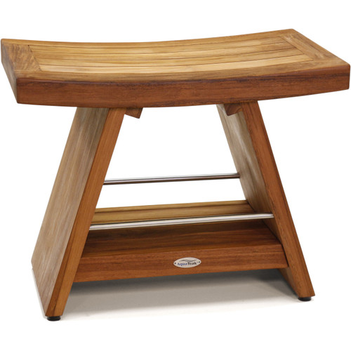Patented 24" Asia® Teak & Stainless Shower Bench with Shelf