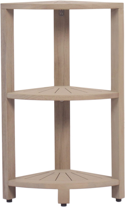 Kai-Elite Small 3-Tier Corner Gray Teak Bath Shelf
