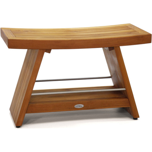 Patented 30" Asia® Teak & Stainless Shower Bench with Shelf