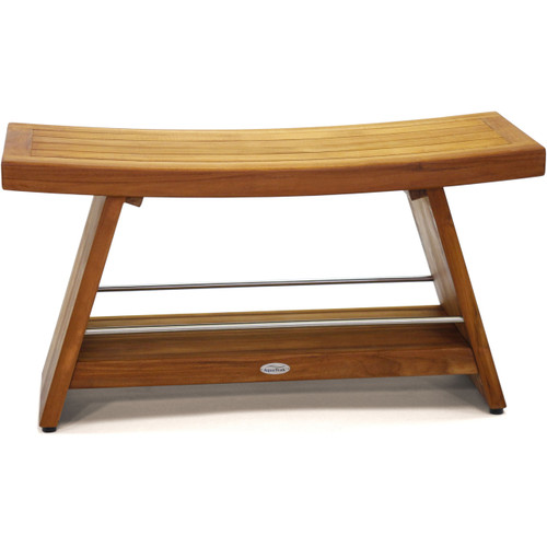 Patented 36" Asia Teak & Stainless Shower Bench with Shelf