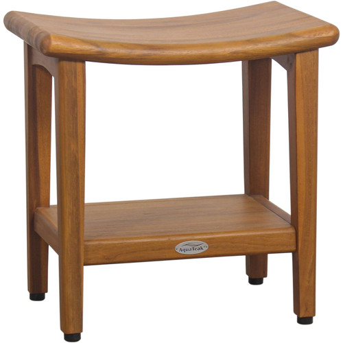 18" Sumba-Bjön Slatted Teak Shower Bench with Shelf